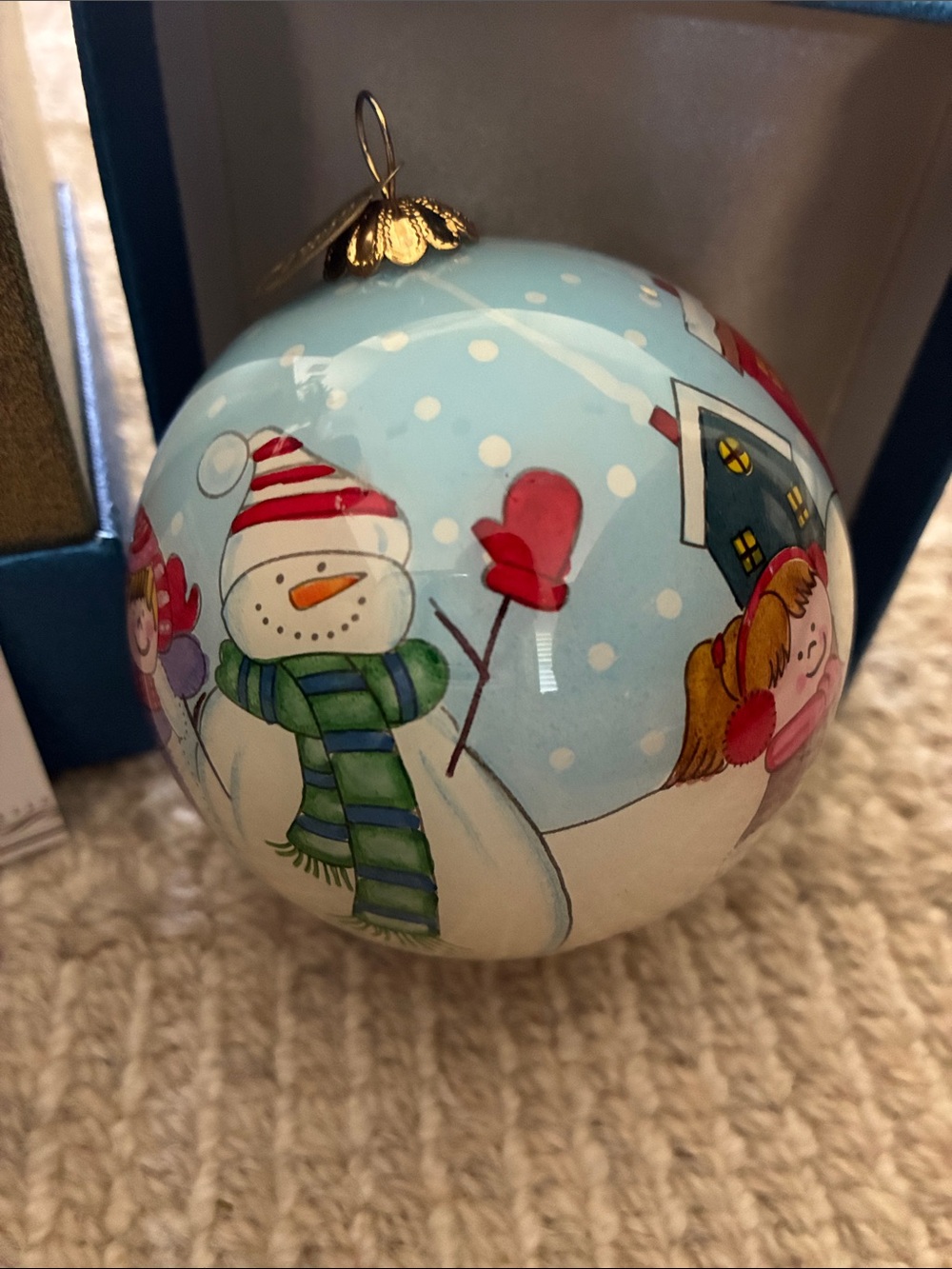 Pier 1 Ornament 2015 Hand Painted Li Bien Glass with Box & Description Card